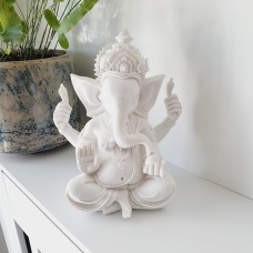 Lord Ganesh Pure White Statue - Available in 3 sizes. Hindu God Idol, Modern Ganesha statue