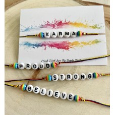Rainbow Style Customised Name wish string bracelet! Wish bracelet! Encouragement gift! Rainbow style! Personalised Name Rakhri!