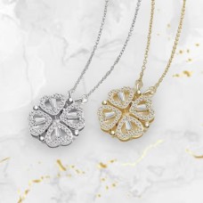 Love & Luck Clover Necklace with Cubic Zirconia Stones