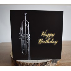 Trumpet Greeting Card for birthday   - Musician - Blank Music card - Pack of 5 cards
