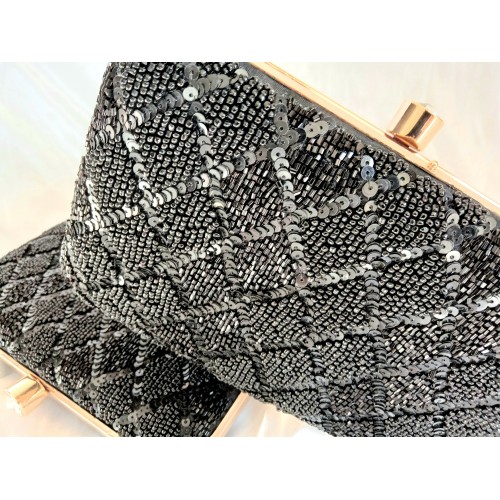 Black sequin clutch bag