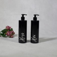 Mrs Hinch Inspired Refillable Black Bathroom Bottles | 500ml Pump Bottle | toiletries | shampoo  | conditioner  | body wash  | showergel