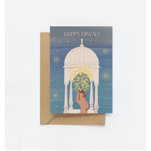 Diwali Card | Contemporary Sparkler Mughal Design