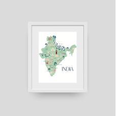 Indian Art Print | India Illustrated Map