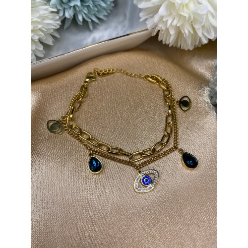 Double Chain Evil Eye Bracelet