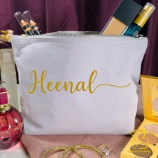 Personalised Make Up Bag, Cosmetic Bag, Wedding, Bride, Bridesmaid, Gift, Make Up Brush Bag, Accessories, Name, Initials - Grey Colour