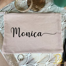 Personalised Make Up Pouch, Cosmetic Pouch, Wedding, Bride, Bridesmaid, Gift, Make Up Brush Bag, Accessories, Name, Initials - Grey