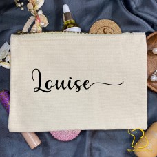 Personalised Make Up Pouch, Cosmetic Pouch, Wedding, Bride, Bridesmaid, Gift, Make Up Brush Bag, Accessories, Name, Initials - Canvas Colour