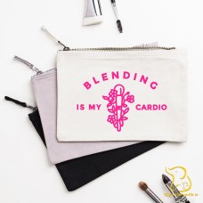 Blending Is My Cardio Pouch, Cosmetic Bag, Wedding, Bride, Bridesmaid, Gift, Make Up Brush Bag, Accessories
