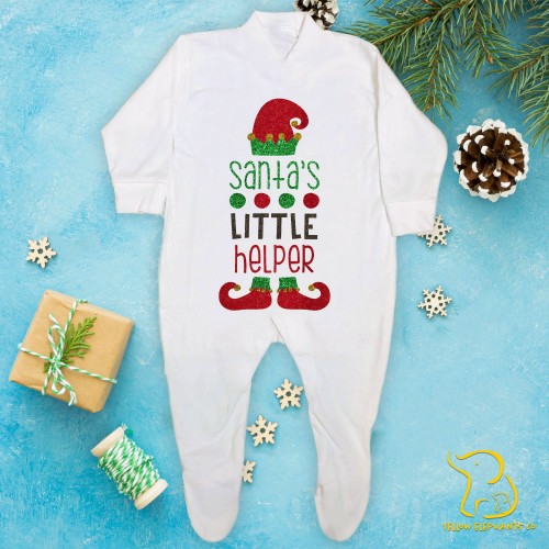 Santa's Little Helper Baby Sleepsuit - Christmas