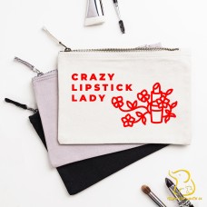 Crazy Lipstick Lady Pouch, Wedding, Bride, Bridesmaid, Gift, Make Up Brush Bag, Accessories