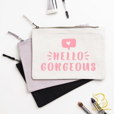 Hello Gorgeous Pouch, Wedding, Bride, Bridesmaid, Gift, Make Up Brush Bag, Accessories