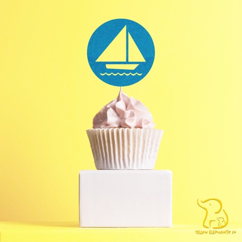 Boat Cupcake Topper, 23 colours available - Glitter / Metallic / Holographic / Mirror