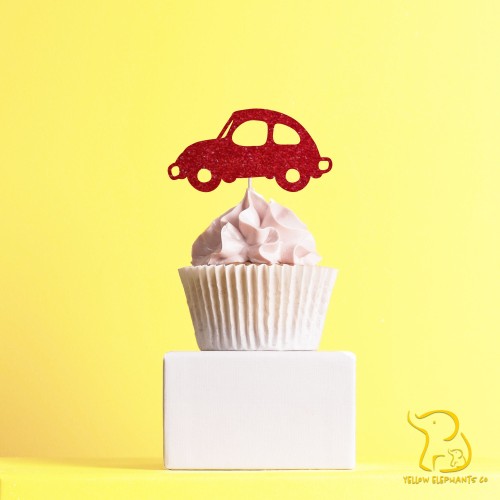 Car Cupcake Topper, 23 colours available - Glitter / Metallic / Holographic / Mirror