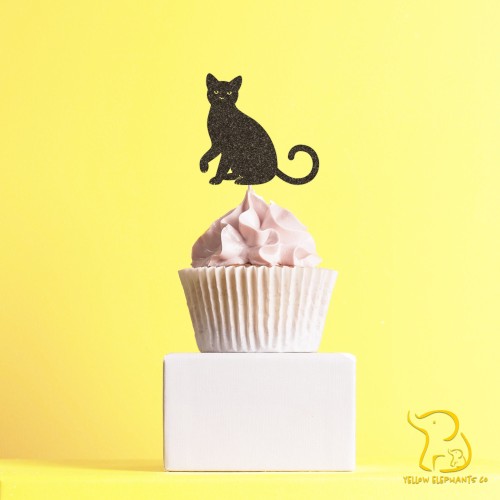 Cat Cupcake Topper, 23 colours available - Glitter / Metallic / Holographic / Mirror
