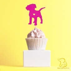 Dog Cupcake Topper, 23 colours available - Glitter / Metallic / Holographic / Mirror