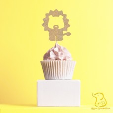 Lion Cupcake Topper, 23 colours available - Glitter / Metallic / Holographic / Mirror