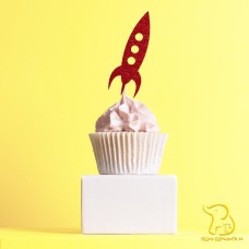 Rocket Cupcake Topper, 23 colours available - Glitter / Metallic / Holographic / Mirror