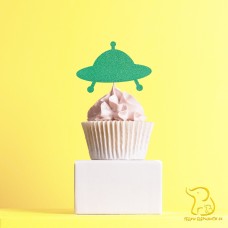 UFO Cupcake Topper, 23 colours available - Glitter / Metallic / Holographic / Mirror