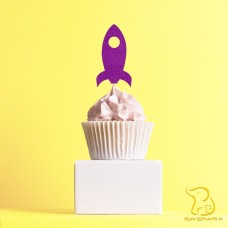 Spaceship Cupcake Topper, 23 colours available - Glitter / Metallic / Holographic / Mirror