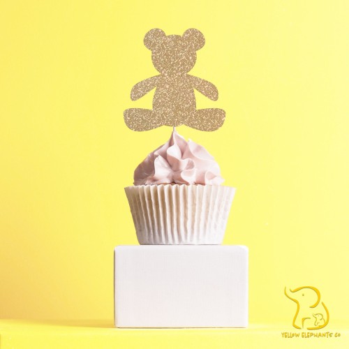 Teddy Bear Cupcake Topper, 23 colours available - Glitter / Metallic / Holographic / Mirror