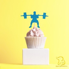 Weightlifting Man Cupcake Topper, 23 colours available - Glitter / Metallic / Holographic / Mirror