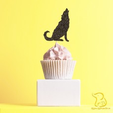 Wolf Cupcake Topper, 23 colours available - Glitter / Metallic / Holographic / Mirror