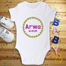 Custom Baby Name and Date Baby Bodysuit - Newborn, New Parents, Gift