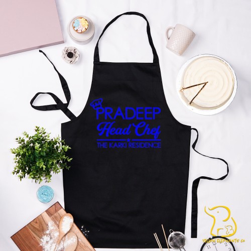 Custom Head Chef Apron - Chef's Hat, Cooking, Kitchen, Personalised, Adult