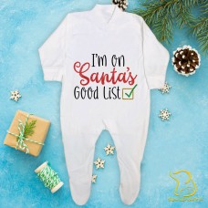 I'm On Santa's Good List Baby Sleepsuit - Christmas