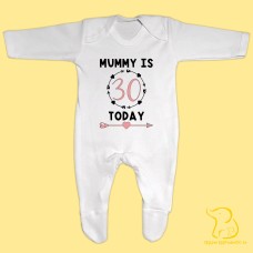 Mummy Is (Age) Today Baby Sleepsuit - Personalised
