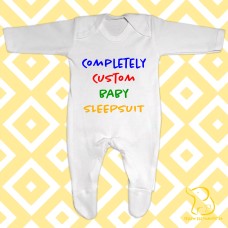 Completely Custom Baby Sleepsuit - Your Text and Full Personalisation Options on Front and Back