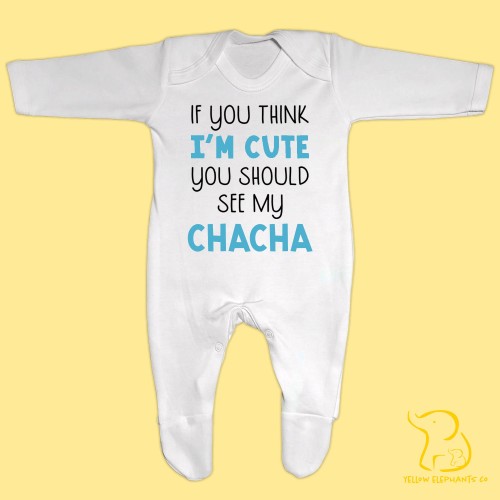 If You Think I'm Cute You Should See My Chacha Baby Sleepsuit - Indian, Punjabi, Gujarati, Desi