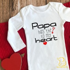 Papa Has The Key To My Heart Baby Sleepsuit (any relation) - Valentine's Day
