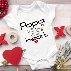 Papa Has The Key To My Heart Baby Bodysuit (any relation) - Valentine's Day