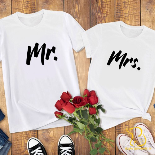 Couples T-Shirts - Mr/Mrs, Valentines, Wedding, Engagement - White/Black