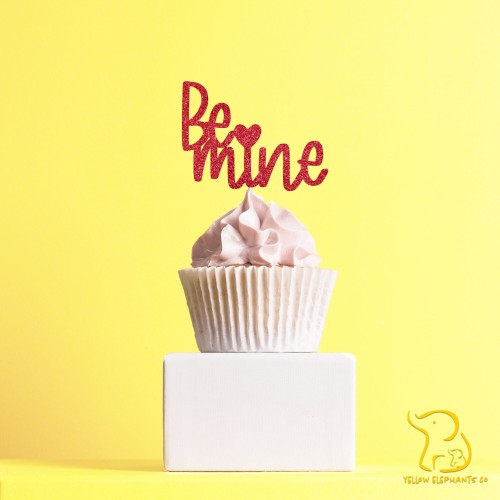 Be Mine Cupcake Topper, 23 colours available - Glitter / Metallic / Holographic / Mirror - Valentine's Day