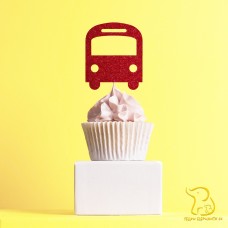 Bus Cupcake Topper, 23 colours available - Glitter / Metallic / Holographic / Mirror