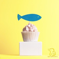 Fish Cupcake Topper, 23 colours available - Glitter / Metallic / Holographic / Mirror
