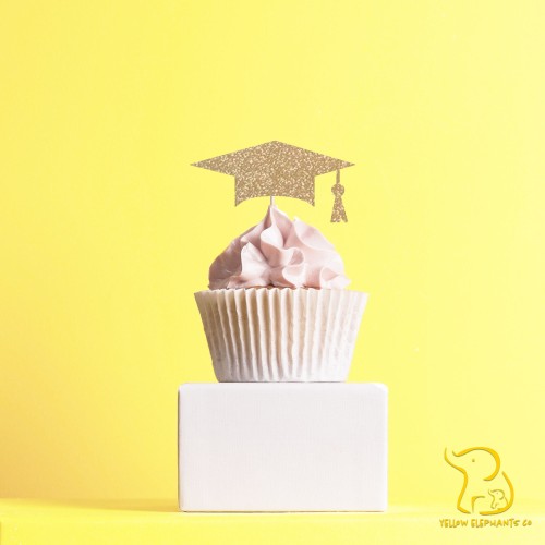 Graduation Cupcake Topper, 23 colours available - Glitter / Metallic / Holographic / Mirror