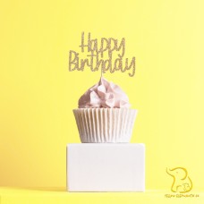 Happy Birthday Cupcake Topper, 23 colours available - Glitter / Metallic / Holographic / Mirror