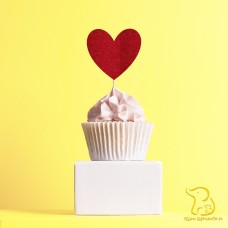 Hearts Cupcake Topper, 23 colours available - Glitter / Metallic / Holographic / Mirror