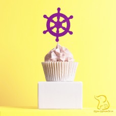 Nautical Wheel Cupcake Topper, 23 colours available - Glitter / Metallic / Holographic / Mirror