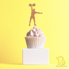 Weightlifting Man Cupcake Topper, 23 colours available - Glitter / Metallic / Holographic / Mirror