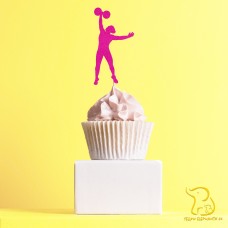 Weightlifting Woman Cupcake Topper, 23 colours available - Glitter / Metallic / Holographic / Mirror