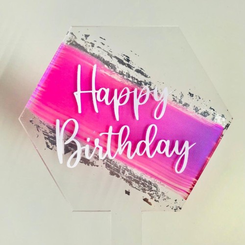 Custom Acrylic Cake Topper - Hexagon