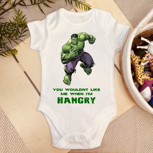 You Wouldn't Like Me When I'm Hangry Baby Bodysuit - Hulk