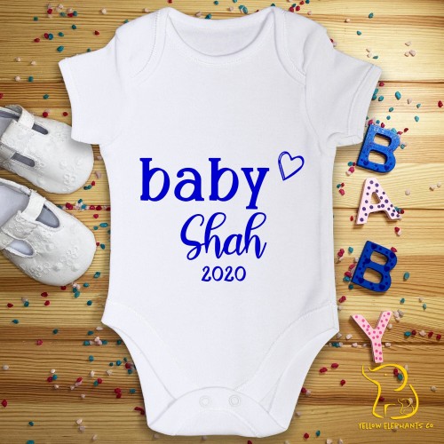Custom Baby Name and Year Baby Bodysuit, Newborn