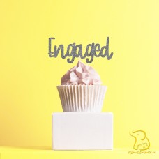 Engaged Cupcake Topper, 23 colours available - Glitter / Metallic / Holographic / Mirror