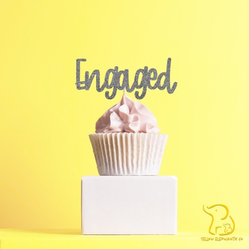 Engaged Cupcake Topper, 23 colours available - Glitter / Metallic / Holographic / Mirror